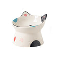 Cute Ceramic Raised Cat Bowls Elevated Design, 15° Tilted FeederProtect Cat's Spine Anti Vomiting Blow for Flat Faced Cats, Kitten Small Dogs,Raise Tilted Cat Food Bowld Pet Dishes(Black) - color: Black