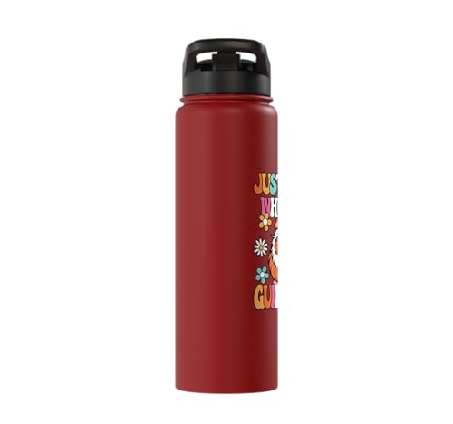 Just A Girl Who Loves Guinea Pigs Cute Groovy Girls Kids Stainless Steel Insulated Water Bottle - color: Red