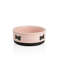 Sweejar Ceramic Dog Bowls with Bone Pattern, Dog Food Dish for Small Dogs, Porcelain Pet Bowl for Water 16 Fl Oz (Pink) - color: Pink, style: Bone Pattern,5.5"x 2.2"(16 Fl Oz)