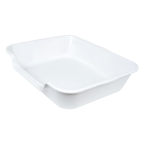 Extra Large Low Entry ABS Cat Litter Box, White, 24" L x 20" W, 1 Pack | Durable low entry litter box, non-stick, odor-free, ideal for seniors, kittens, rabbits, large cats and multi-pet homes. - color: White, size: Large (Pack of 1)