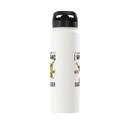 Australia Marsupial Wildlife Animal Lover Sugar Glider Stainless Steel Insulated Water Bottle - color: White