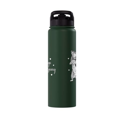 Rodent lovers - Degu Mommy Stainless Steel Insulated Water Bottle - color: Dark Green