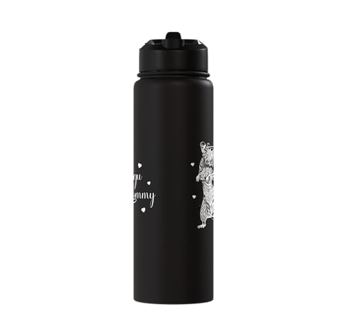 Rodent lovers - Degu Mommy Stainless Steel Insulated Water Bottle - color: Black
