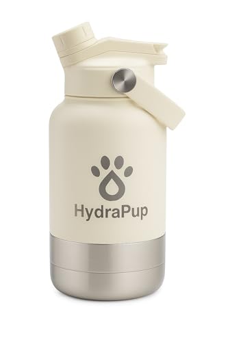 32oz Insulated Water Bottle with Dog Bowls – Human & Pet Shared Use, Stainless Steel Leakproof Travel Bottle (Cream White) - color: Cream White