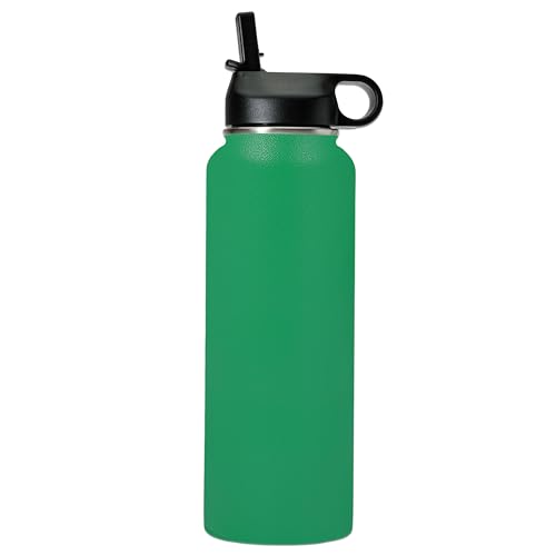 LaserGram Personalized 40oz Water Bottle, Rabbit (Green) | Engraved Gift, Vacuum Insulated Stainless Steel, Flip-Top Straw Lid, Laser Engraved With Your Name - color: Green, size: 40 Ounces