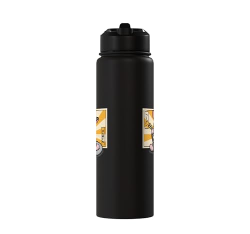 Womens Girls Cute Kawaii Japanese Ramen Sugar Glider Lover Stainless Steel Insulated Water Bottle - color: Black