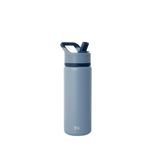 Simple Modern Insulated Water Bottle with Straw | 18oz | Blue | Summit Stainless Steel Water Bottles, Metal Cup | Leak Proof for School, Gym, Travel, Sports | Blue Dune - color: -Blue Dune, style: 18oz