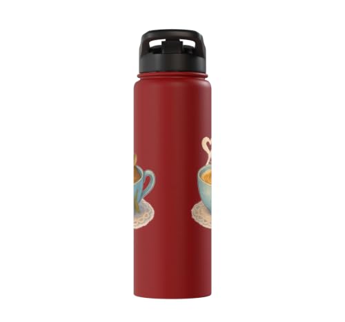 Sleeping Degu Tea Cup Heart Steam Art Stainless Steel Insulated Water Bottle - color: Red