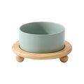 Havniva Raised Cat Bowl 6.1” Elevated Ceramic Cat Food and Water Bowl | Cat Bowls Elevated, Whisker Friendly Cat Bowl, Non-Slip Wood Stand, Food-Grade Ceramic, Wide Opening, Dishwasher Safe - color: 1 x Bowl + Stand - Light Green, size: 6.1inch