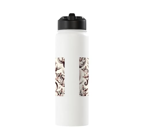 Beautiful Sugar Glider Pattern Aesthetic Sugar Gliders Stainless Steel Insulated Water Bottle - color: White