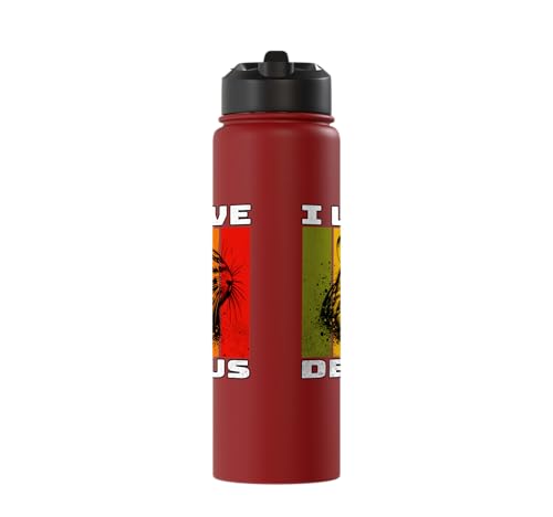 Degu Retro Degu I Love Degu Stainless Steel Insulated Water Bottle - color: Red