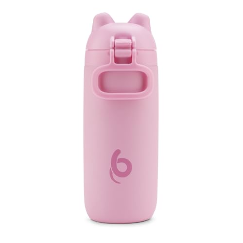 Ello Ellies 12oz Stainless Steel Leakproof Kids Water Bottle, Pig | Insulated kids water bottle with straw, leakproof locking lid, carry handle, and stainless steel fun animal design for school - color: Pig, size: 12 Ounces