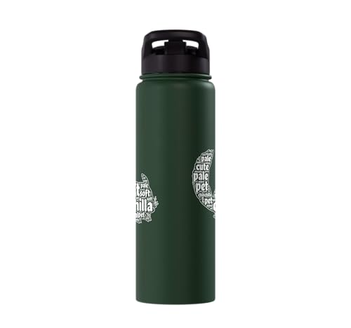 Chinchilla Word Cloud Pet Animal Funny Chinchillas Stainless Steel Insulated Water Bottle - color: Dark Green