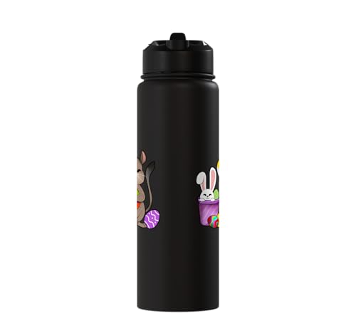 Cute degu painting Easter eggs Stainless Steel Insulated Water Bottle - color: Black