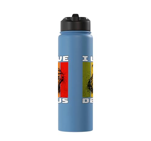 Degu Retro Degu I Love Degu Stainless Steel Insulated Water Bottle - color: Light Blue