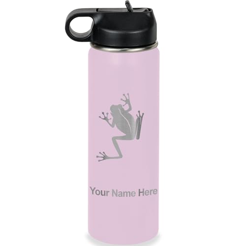 LaserGram Personalized 20oz Water Bottle, Tree Frog (Lavender) | Engraved Gift, Vacuum Insulated Stainless Steel, Flip-Top Straw Lid, Laser Engraved With Your Name - color: Lavender, size: 20 Ounces