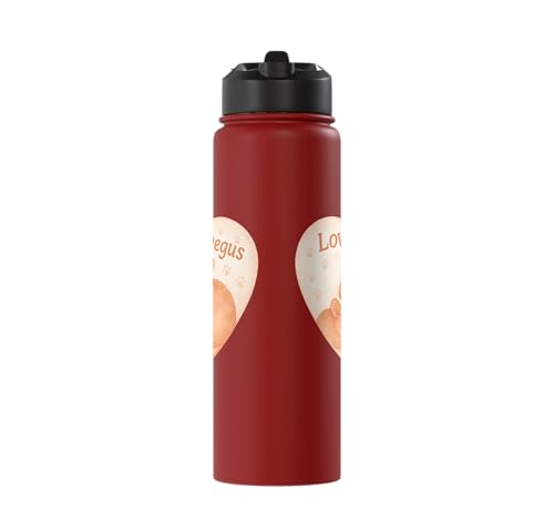 Love My Degus Heart Degu Lover Stainless Steel Insulated Water Bottle - color: Red
