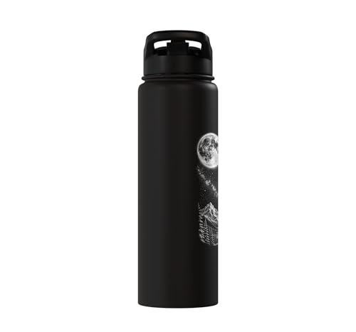 Sugar Glider Howling to the Moon 90's Retro Stainless Steel Insulated Water Bottle - color: Black