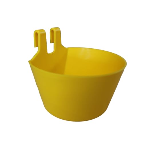 Little Giant® Deep Cage Cups - 12 Ounce Poultry Cage Feeder or Water Dish for Ducks, Chickens, Waterfowl - Easy Hanging with Secure Hooks (Yellow, Pack of 1) - color: Yellow