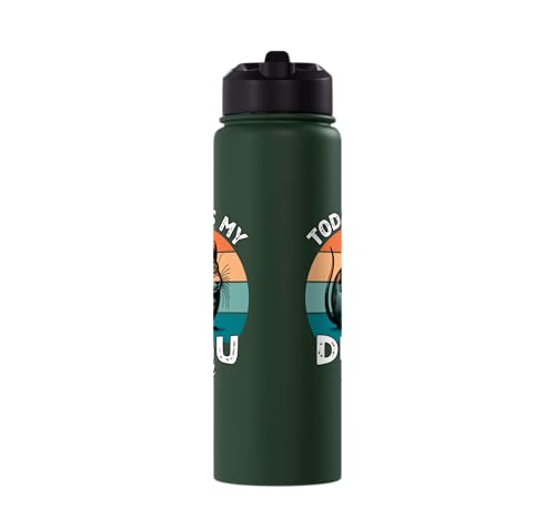 Funny Degu Stainless Steel Insulated Water Bottle - color: Dark Green