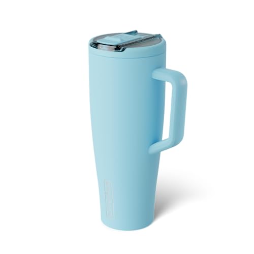 BrüMate Era Flip 40oz Tumbler with 100% Leakproof Covered Straw Lid | Hygienic Covered Straw | Insulated Stainless Steel Water Bottle with Handle | Cup Holder Friendly | BPA-Free (Glacier) - color: Glacier, size: 40 Ounces