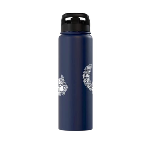 Chinchilla Word Cloud Pet Animal Funny Chinchillas Stainless Steel Insulated Water Bottle - color: Navy Blue