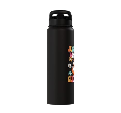 Just A Girl Who Loves Guinea Pigs Cute Groovy Girls Kids Stainless Steel Insulated Water Bottle - color: Black