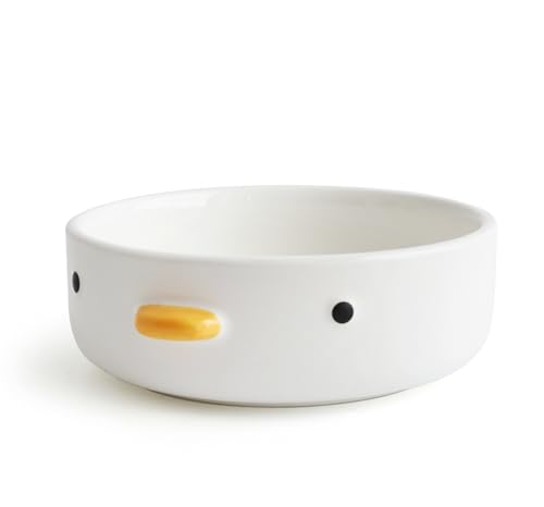 PURROOM Funny Cute Duck 6'' Salad Bowl, Handmade Glaze Chick Safety Ceramics Flat Bottomed Bowl, Home Family, Friend. - size: 6'' Salad Bowl