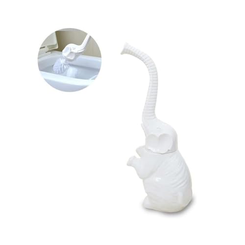 Elephant Toilet Brush and Ceramic Holder White Small Cute Fun Brush | Unique and Novelty Household Cleaning Tool for Bathroom Bathtub - color: Ceramic Elephant