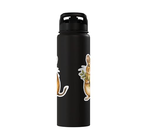 Degu With Leafy Branch Stainless Steel Insulated Water Bottle - color: Black