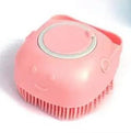 Pet Bath Massage Brush Puppy Dog Cat Grooming Soft soap Dispensing(Pink)