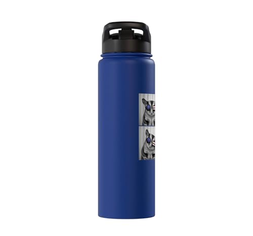 Sugar Glider 4th of July US American Flag Patriotic Stainless Steel Insulated Water Bottle - color: Royal Blue