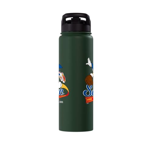 Sonic the Hedgehog - Sonic Baseball Est. 1991 Stainless Steel Insulated Water Bottle - color: Dark Green