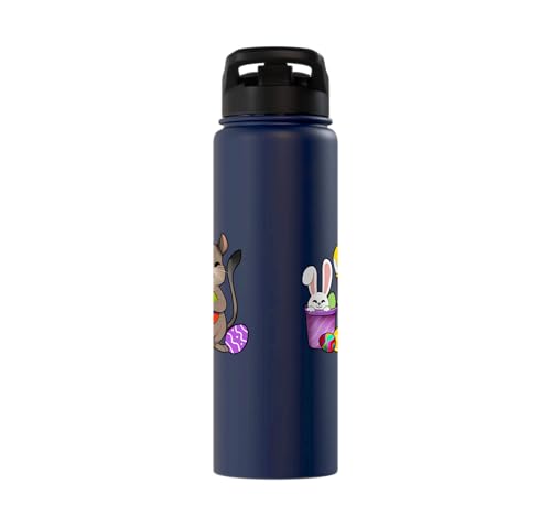 Cute degu painting Easter eggs Stainless Steel Insulated Water Bottle - color: Navy Blue