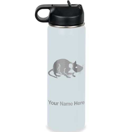 LaserGram Personalized 20oz Water Bottle, Rat (Light Blue) | Engraved Gift, Vacuum Insulated Stainless Steel, Flip-Top Straw Lid, Laser Engraved With Your Name - color: Light Blue, size: 20 Ounces
