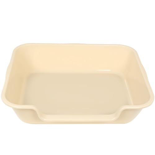 Extra Large Low Entry ABS Cat Litter Box, Yellow, 24" L x 20" W, 1 Pack | Durable low entry litter box, non-stick, odor-free, ideal for seniors, kittens, rabbits, large cats and multi-pet homes. - color: Beach sand, size: Large (Pack of 1)