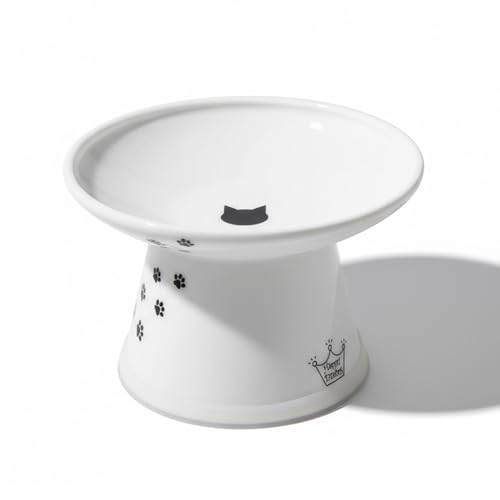 Necoichi Ceramic Extra-Wide Elevated Cat Food Bowl (Cat, Extra Wide) - color: Cat, size: Large Extra Wide