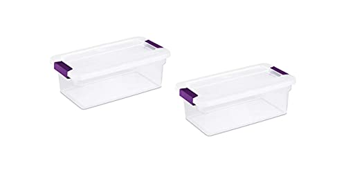 Sterilite 6 Quart ClearView LatchTM with Sweet Plum Handles, Pack Of 2 Containers - size: 6 qt - Pack of 2 Containers