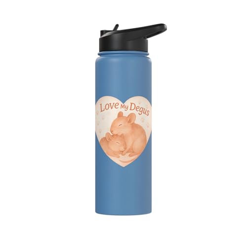 Love My Degus Heart Degu Lover Stainless Steel Insulated Water Bottle - color: Light Blue