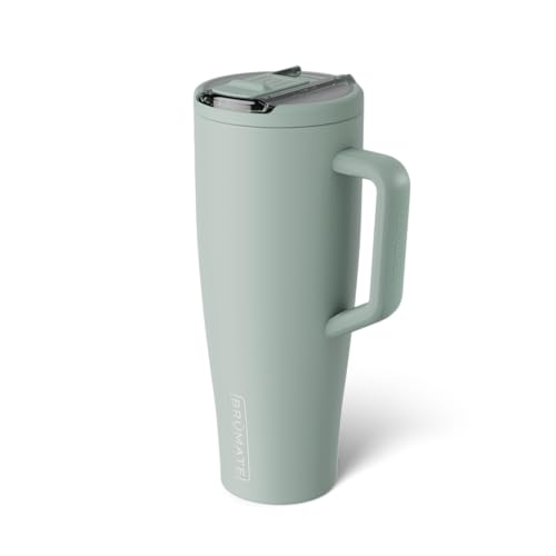 BrüMate Era Flip 40oz Tumbler with 100% Leakproof Covered Straw Lid | Hygienic Covered Straw | Insulated Stainless Steel Water Bottle with Handle | Cup Holder Friendly | BPA-Free (Sage) - color: Sage, size: 40 Ounces