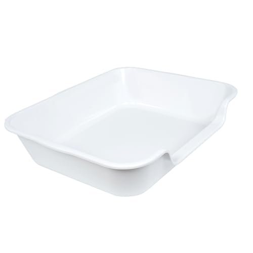Extra Large Low Entry ABS Cat Litter Box, White, 24" L x 20" W, 1 Pack | Durable low entry litter box, non-stick, odor-free, ideal for seniors, kittens, rabbits, large cats and multi-pet homes. - color: White, size: Large (Pack of 1)