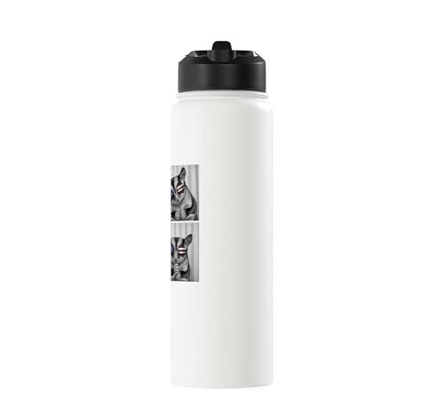 Sugar Glider 4th of July US American Flag Patriotic Stainless Steel Insulated Water Bottle - color: White