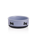 Sweejar Ceramic Dog Bowls with Bone Pattern, Dog Food Dish for Small Dogs, Porcelain Pet Bowl for Water 16 Fl Oz (Purple) - color: Purple, style: Bone Pattern,5.5"x 2.2"(16 Fl Oz)