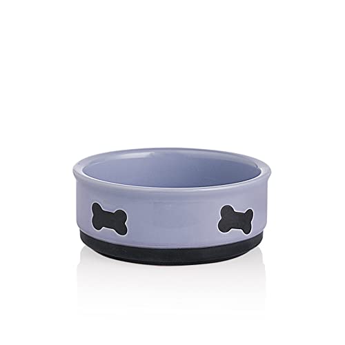 Sweejar Ceramic Dog Bowls with Bone Pattern, Dog Food Dish for Small Dogs, Porcelain Pet Bowl for Water 16 Fl Oz (Purple) - color: Purple, style: Bone Pattern,5.5"x 2.2"(16 Fl Oz)