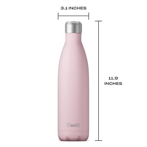 S'well Stainless Steel Water Bottle, 25oz, Pink Topaz, Triple Layered Vacuum Insulated Containers Keeps Drinks Cold for 48 Hours and Hot for 24, BPA Free, Perfect for On the Go - color: Pink Topaz, size: 25 Ounces
