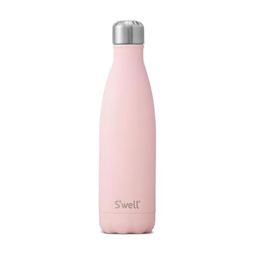 S'well Stainless Steel Water Bottle, 17oz, Pink Topaz, Triple Layered Vacuum Insulated Containers Keeps Drinks Cold for 36 Hours and Hot for 18, BPA Free, Perfect for On the Go - color: Pink Topaz, size: 17 Ounces