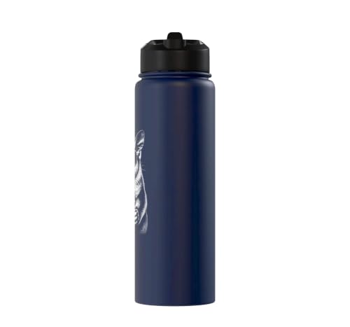 Funny Sugar Glider Drinking Iced Coffee Stainless Steel Insulated Water Bottle - color: Navy Blue
