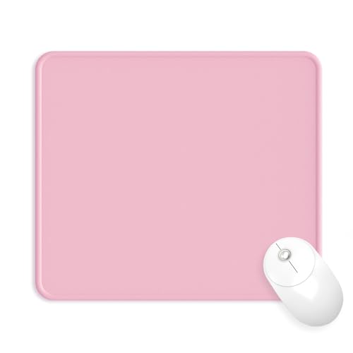 Mouse Pad with Stitched Edge, Multiple Patterns Computer Mouse Pads with Non-Slip Rubber Base, Washable Cloth Mousepad, for Gaming, Laptop, PC (Pink) - color: 04Pink