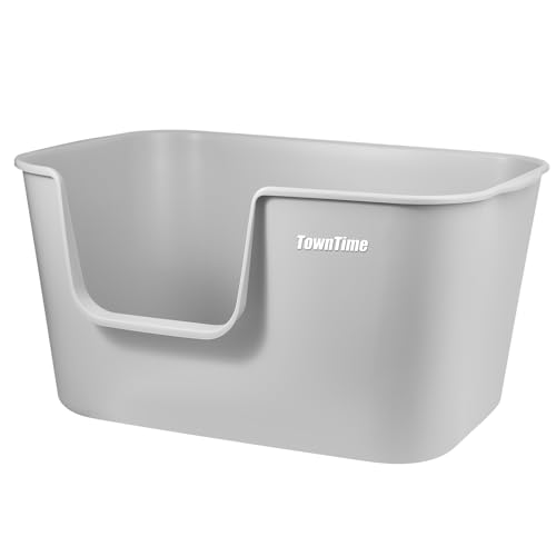 Extra Large Kitty Litter Box with High Sides, Anti-Splashing, Tool-Free Assembly, Multi Cat, Jumbo (Grey) 24.60" L x 16.92" W x 12.99" H - color: Grey