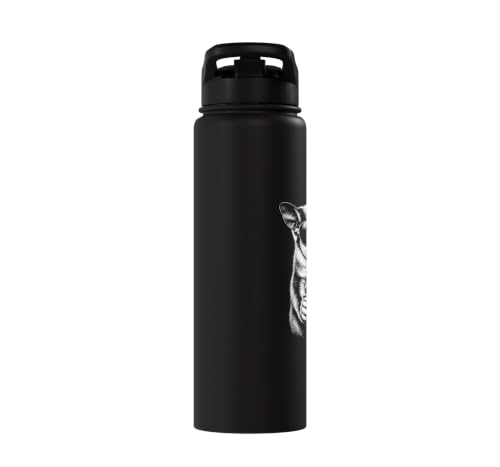 Funny Sugar Glider Drinking Iced Coffee Stainless Steel Insulated Water Bottle - color: Black